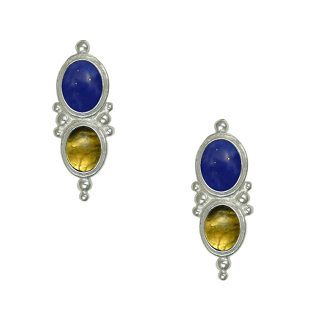 Sterling Silver Drop Dangle Earrings With Lapis Lazuli